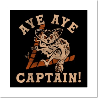 Aye Aye Captain: Cute & Funny Lemur Animal Design Posters and Art